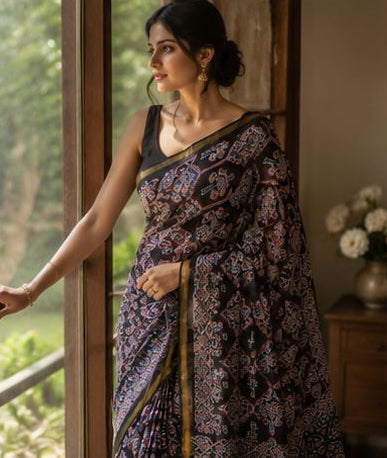 Chanderi Cotton Saree with Golden Border Saree