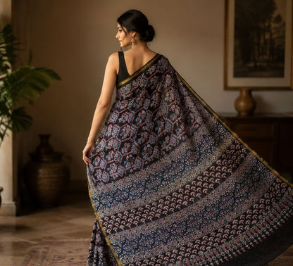 Chanderi Cotton Saree with Golden Border Saree