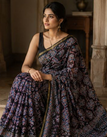 Chanderi Cotton Saree with Golden Border Saree