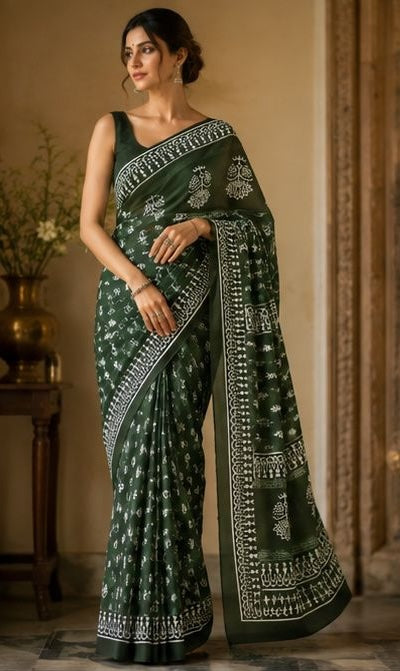 Mulmul Cotton with Hand Block Print Saree