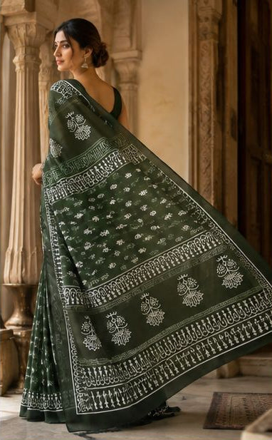 Mulmul Cotton with Hand Block Print Saree