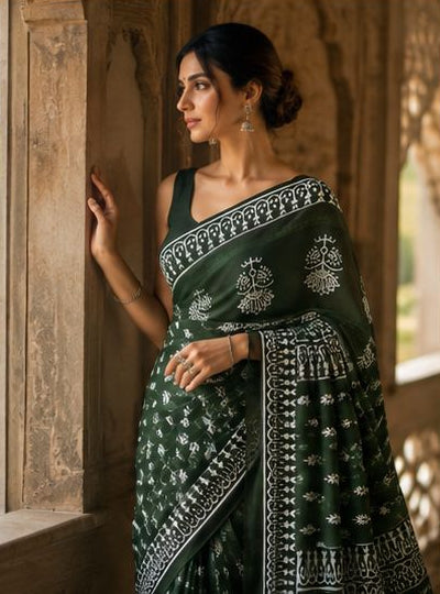 Mulmul Cotton with Hand Block Print Saree