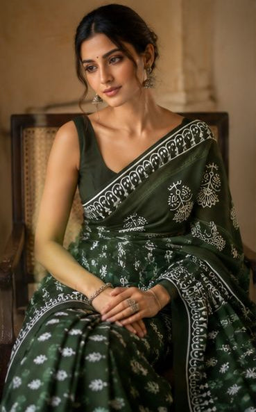 Mulmul Cotton with Hand Block Print Saree