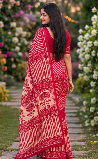 Pure Cotton Hand Block Print Saree