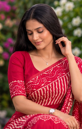 Pure Cotton Hand Block Print Saree