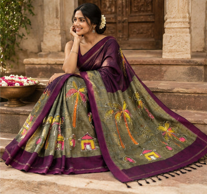Handloom Hand Painted Saree
