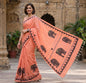 Khadi Cotton with Appliqué Work Peach Saree