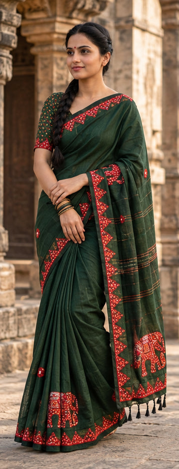 Khadi Cotton with Appliqué Work Saree