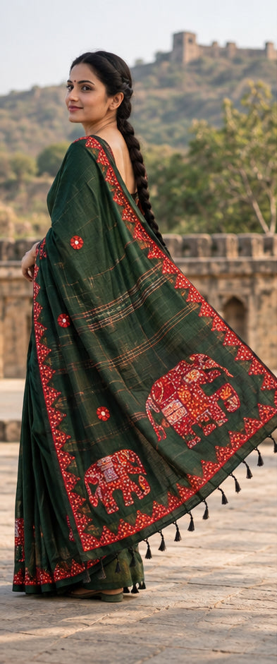 Khadi Cotton with Appliqué Work Saree