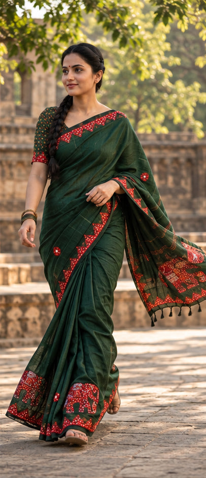 Khadi Cotton with Appliqué Work Saree