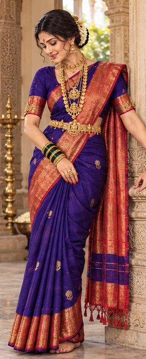 Original Maheshwari Silk Cotton Lotus Butta Saree