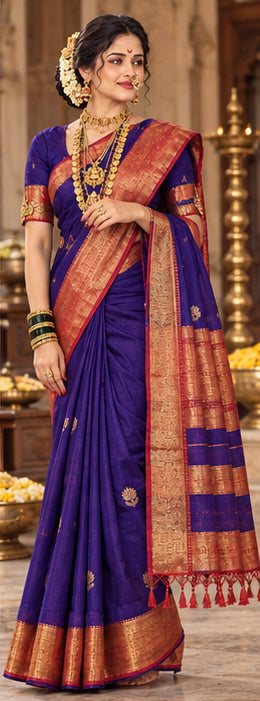 Original Maheshwari Silk Cotton Lotus Butta Saree