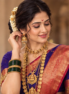 Original Maheshwari Silk Cotton Lotus Butta Saree