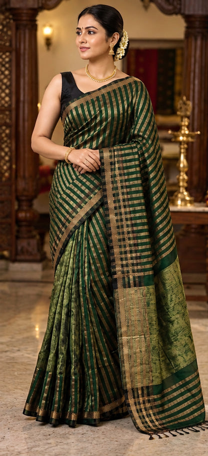 Exclusive Maheshwari Golden Tissue Lining Saree