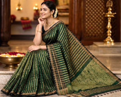 Exclusive Maheshwari Golden Tissue Lining Saree
