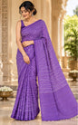 Zik Zak with White Dupion Weaving Design Saree