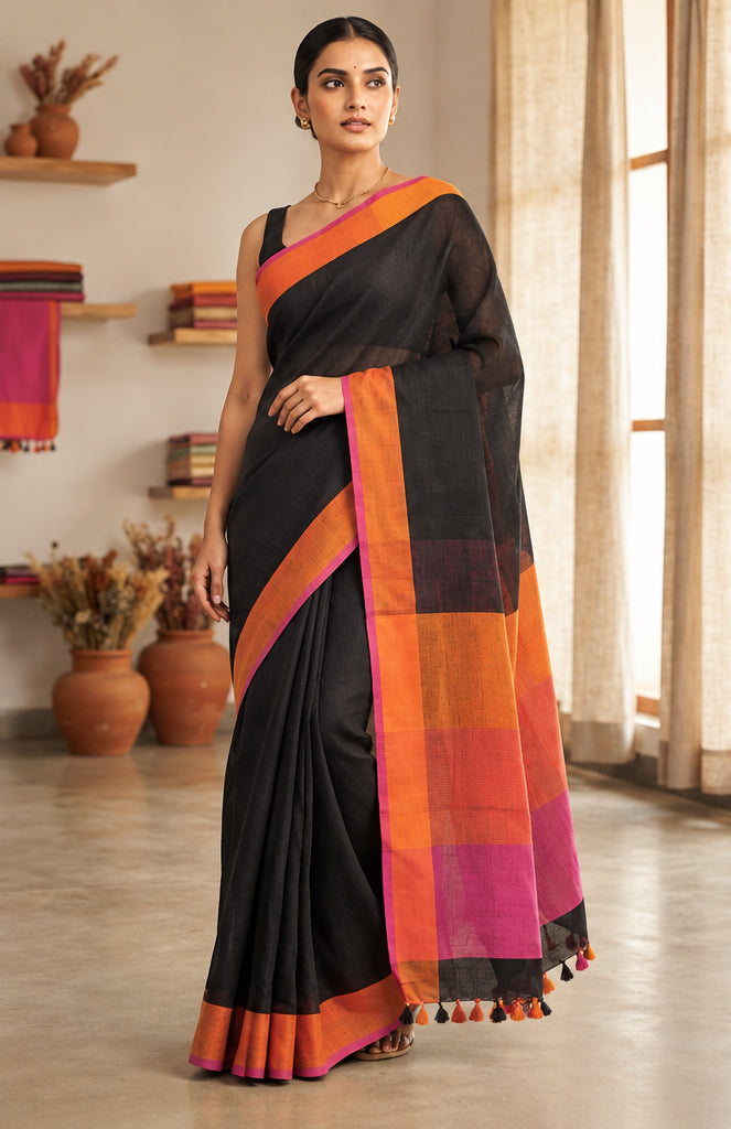 Linen by Linen Yarn Dye Plain Saree