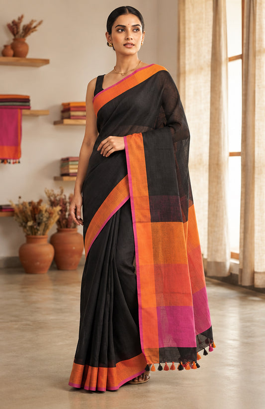 Linen by Linen Yarn Dye Plain Saree