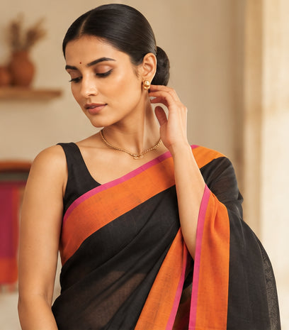 Linen by Linen Yarn Dye Plain Saree