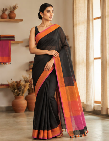 Linen by Linen Yarn Dye Plain Saree