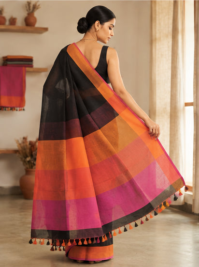 Linen by Linen Yarn Dye Plain Saree